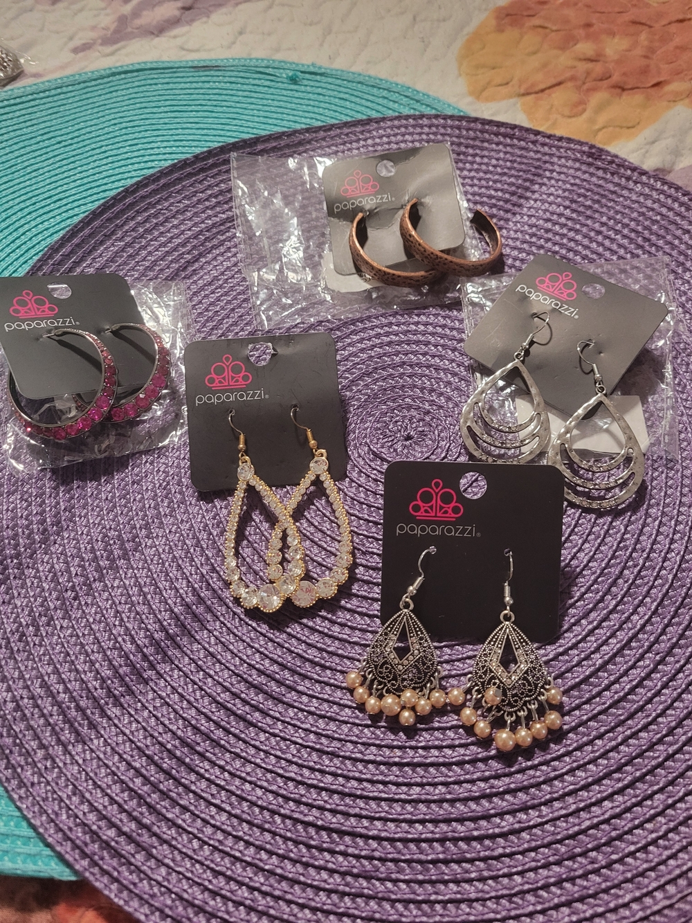 paparazzi Purple and Gold Beaded Teardrop Earrings